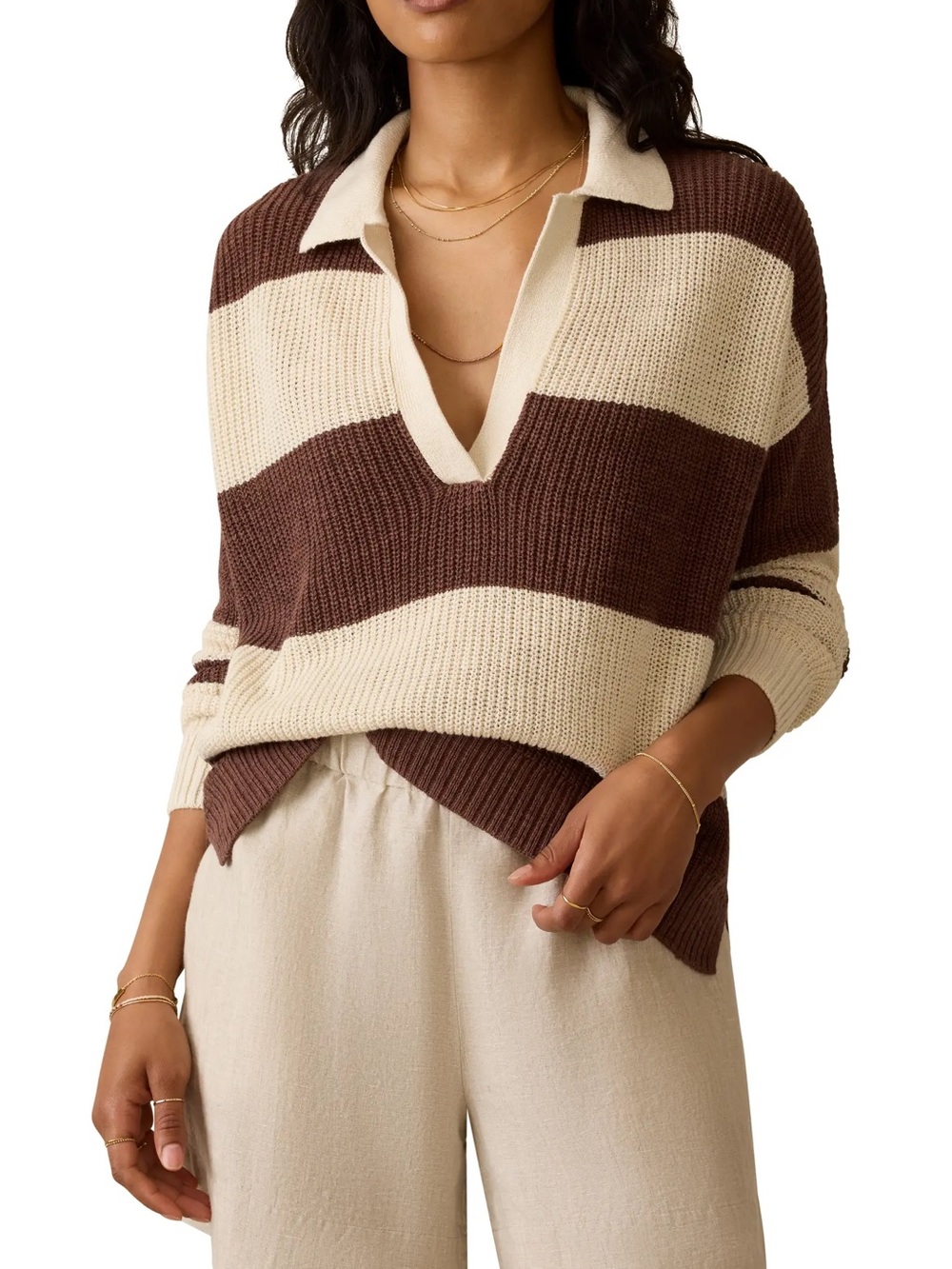 Faherty Miramar Linen & Organic Cotton Polo Sweater